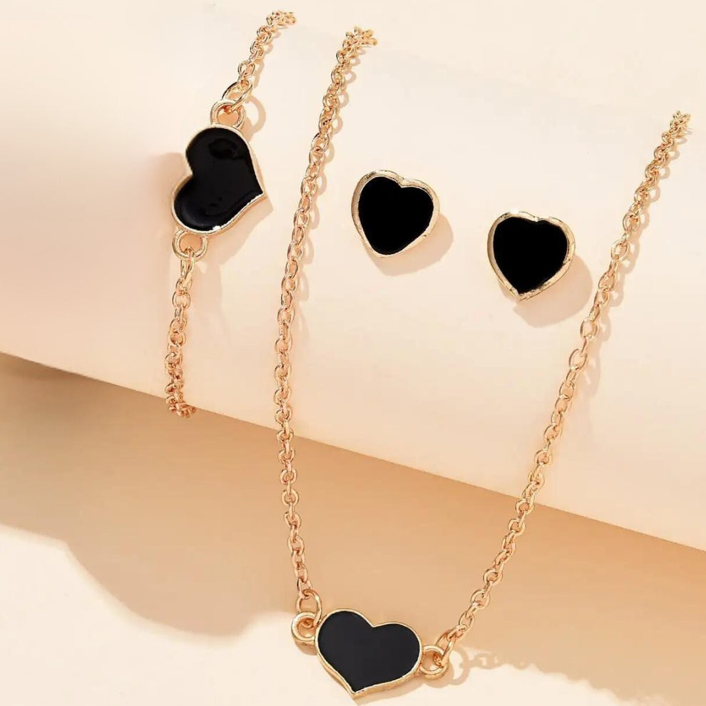 Geneva Black Watch with Jewelry Set including same Box Packing