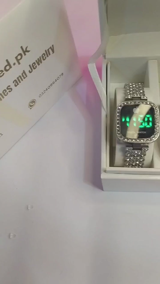 Al-Syed Silver Touch Watch With Jewelry Set