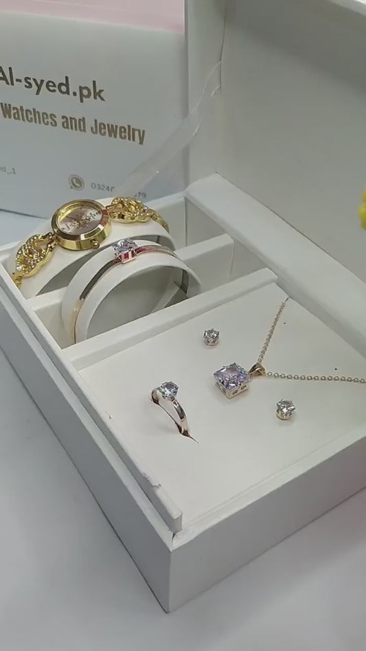 Al-Syed Galaxy Diamond Watch with Luxury Jewelry in Same Box