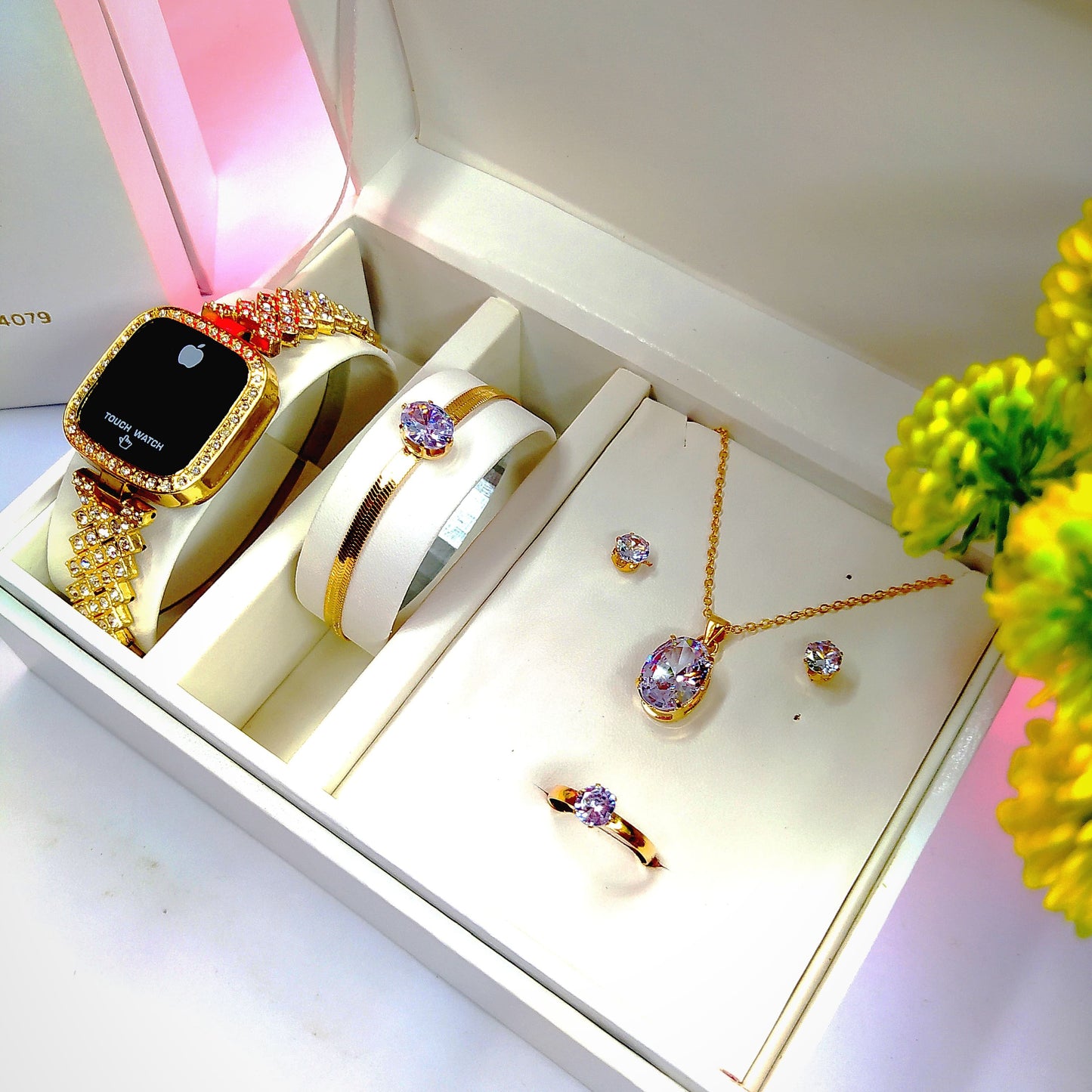 Al-Syed Golden Touch Watch with Luxury Jewelry Set in Same Box