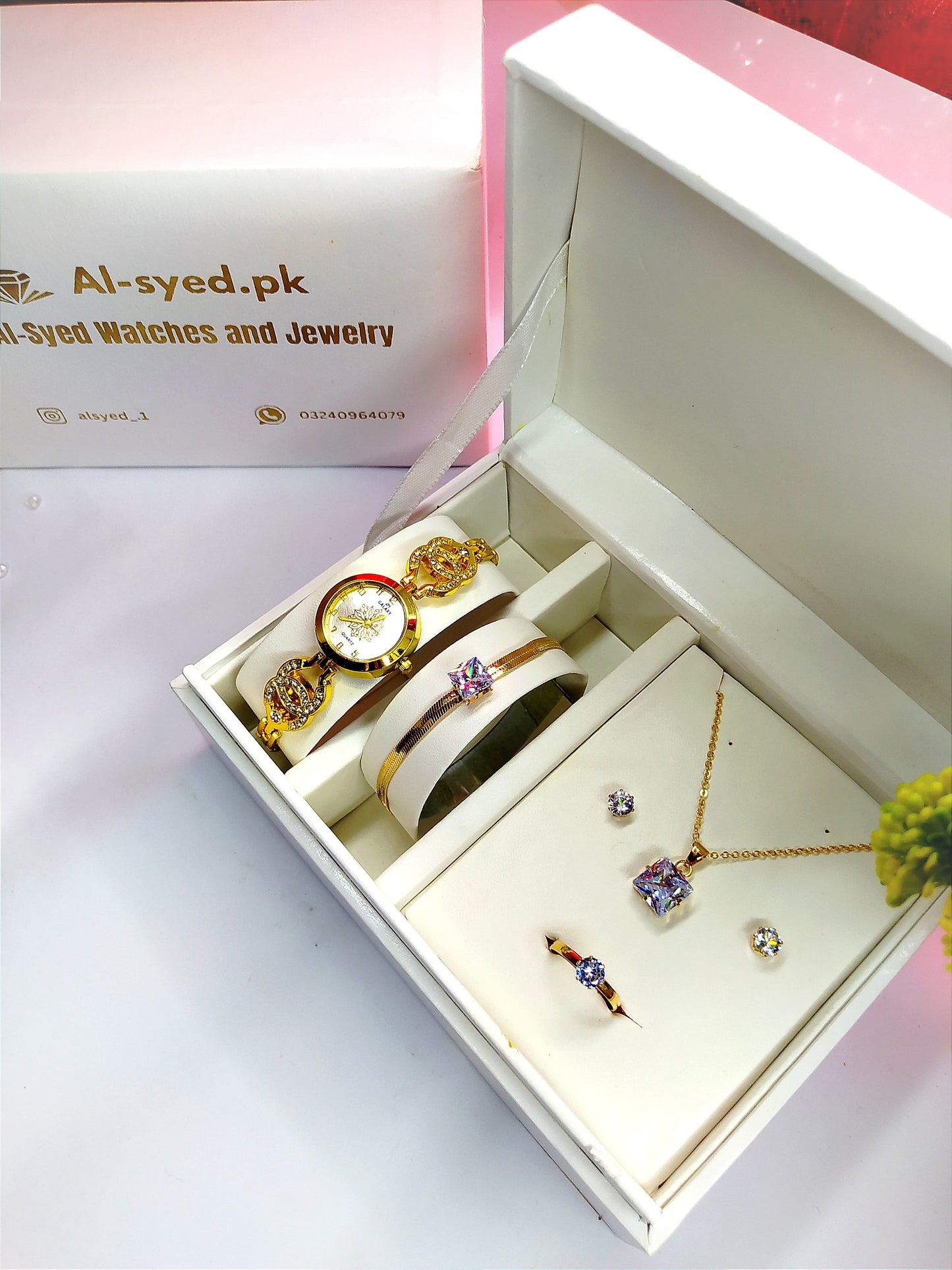 Al-Syed Galaxy Diamond Watch with Luxury Jewelry in Same Box