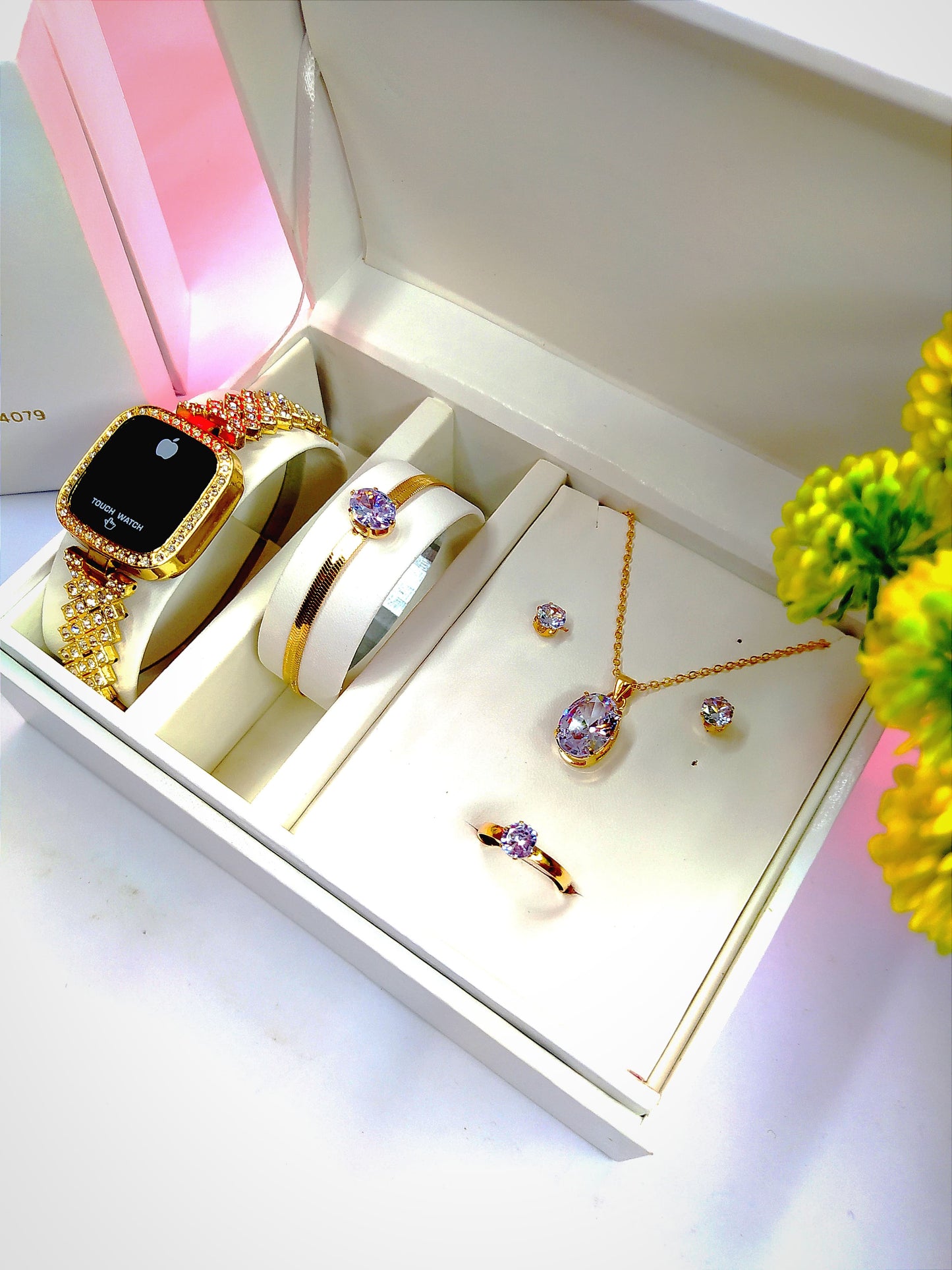 Al-Syed Golden Touch Watch with Luxury Jewelry Set in Same Box