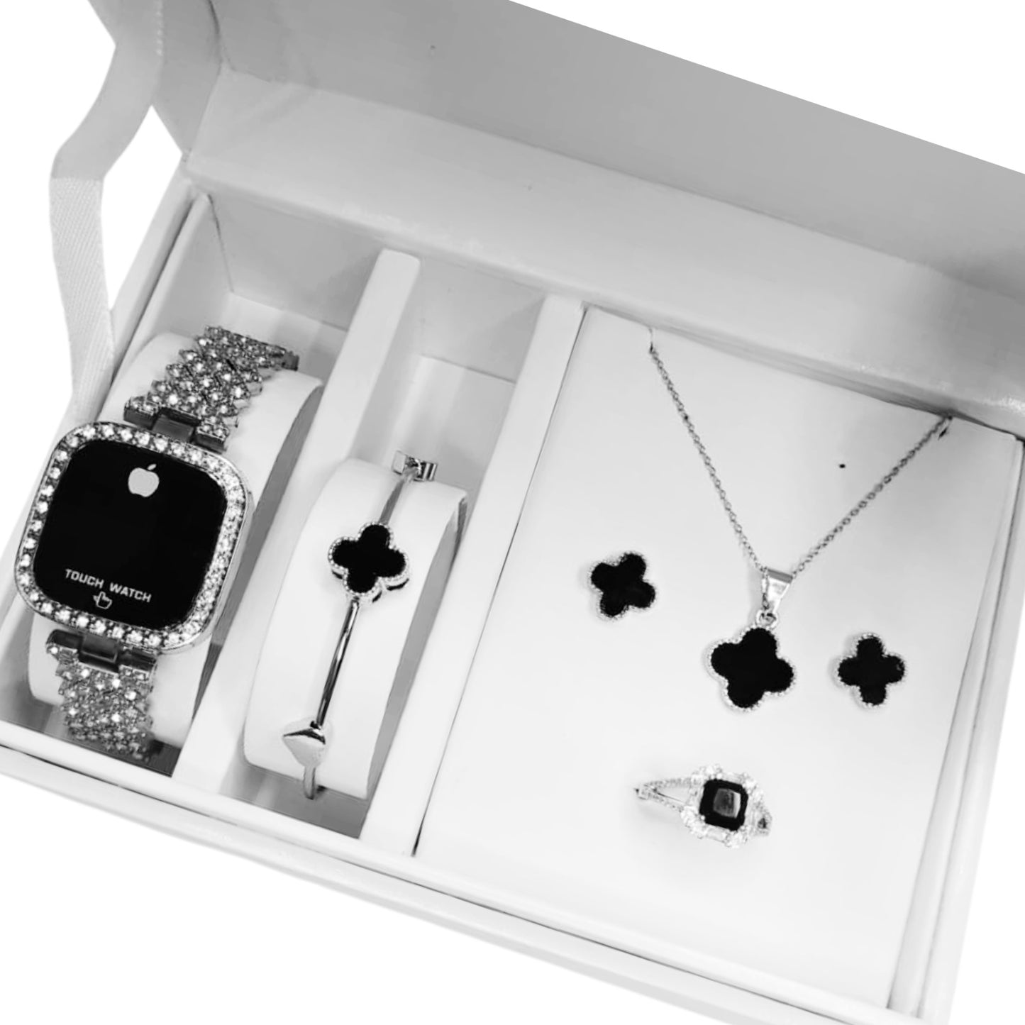 Al-Syed Silver Touch Watch With Jewelry Set