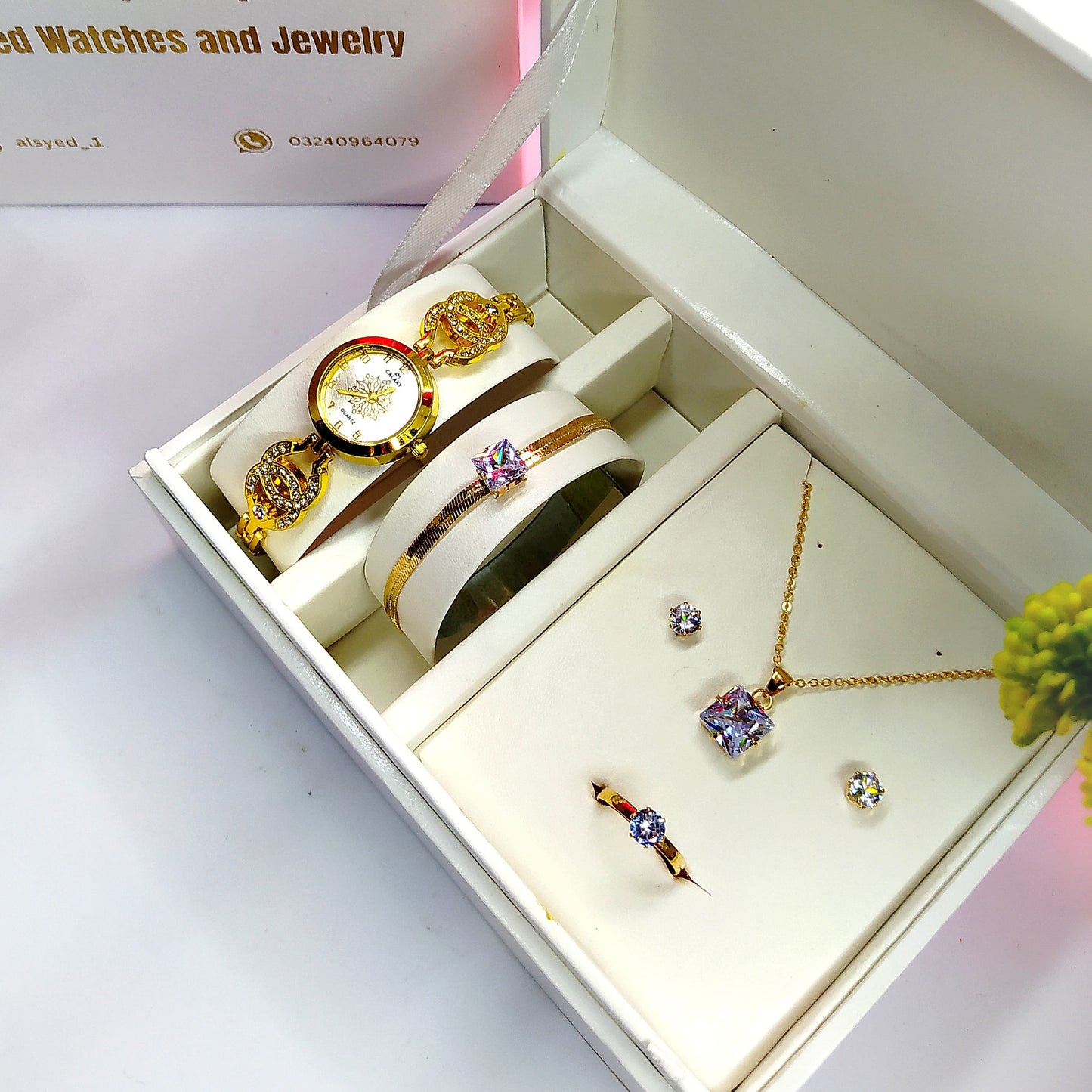 Al-Syed Galaxy Diamond Watch with Luxury Jewelry in Same Box
