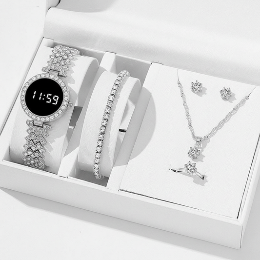 Round Touch Diamond Watch with Jewelry set